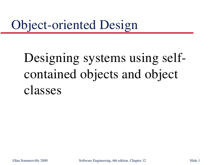 Software Engineering Object Oriented Design
